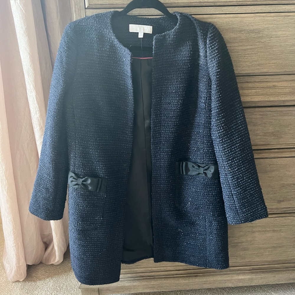 Talbots navy tweed topper